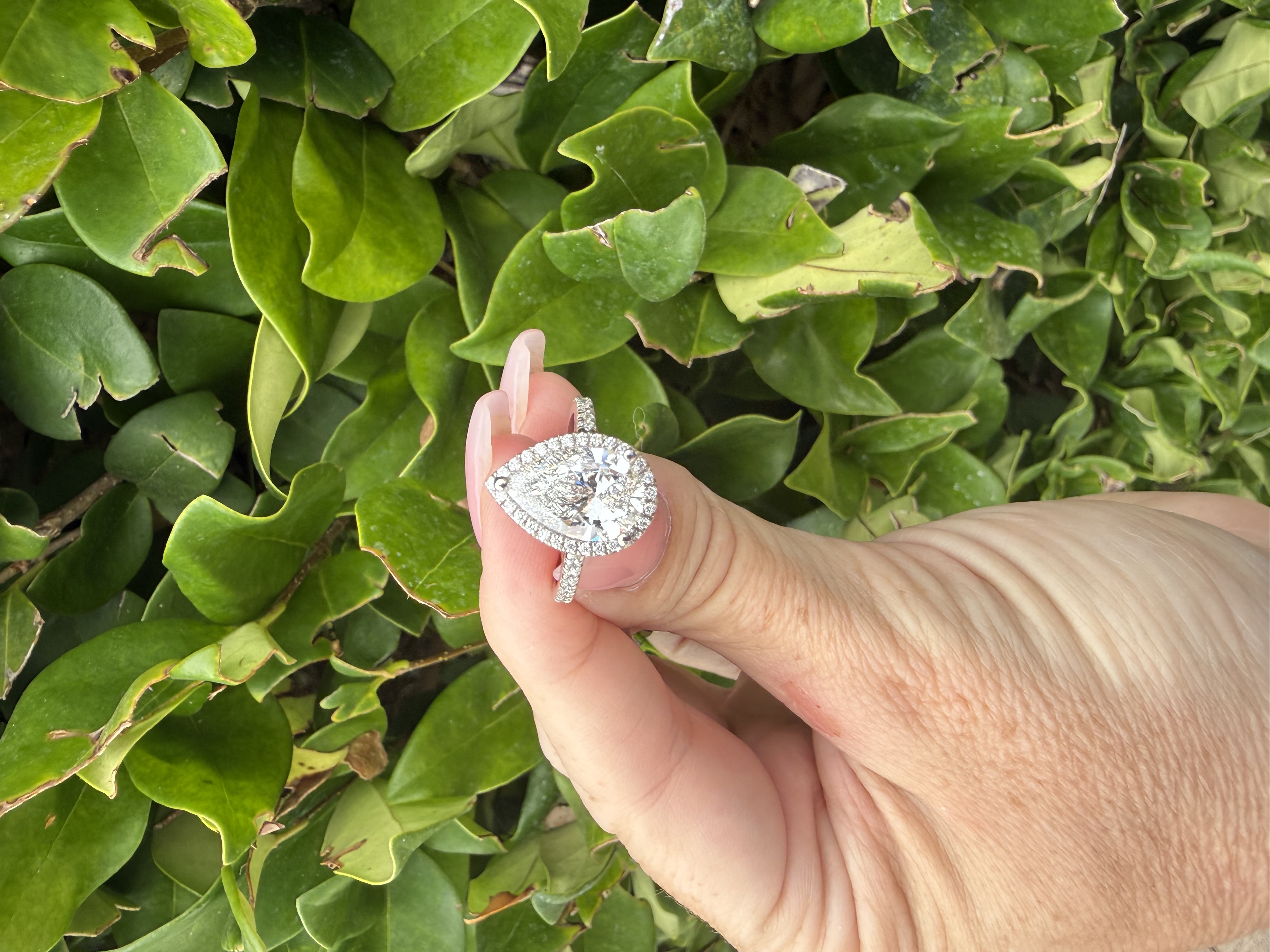 Pear-shaped custom engagement ring